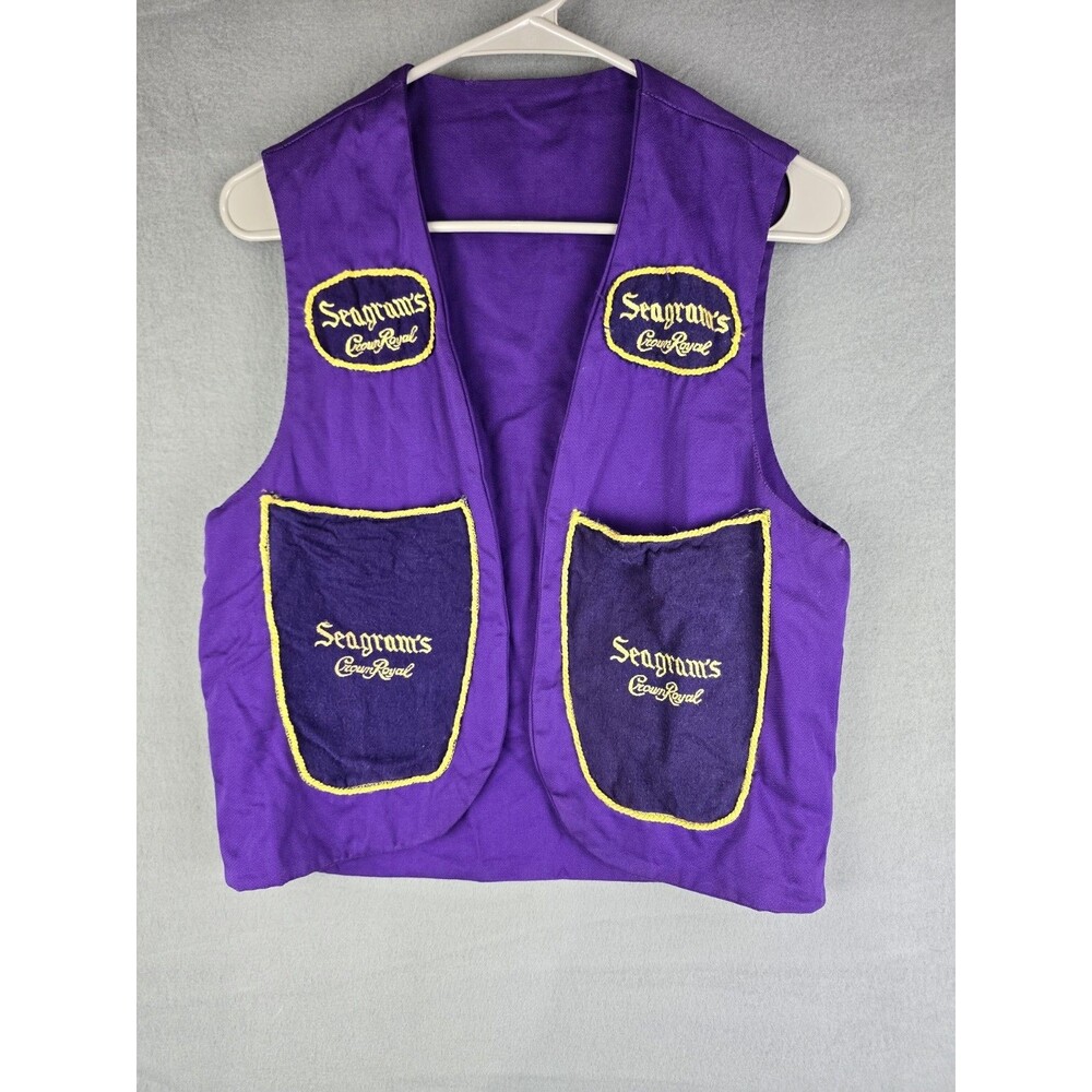 Handmade Crown Royal Seagrams Vest Women Medium Purple Upcycled Whiskey Festival